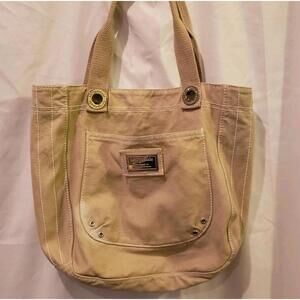 Aeropostale Tan Canvas Satchel Bag Tote Compagnie  Generale 13"x12"x5"